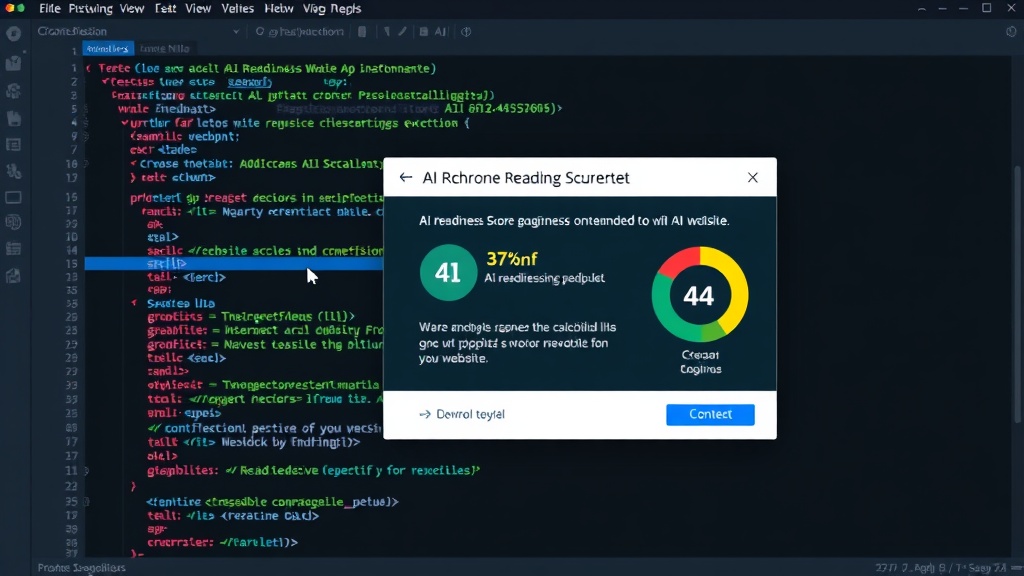 Chrome extension popup showing AI Readiness Score and capabilities for a website