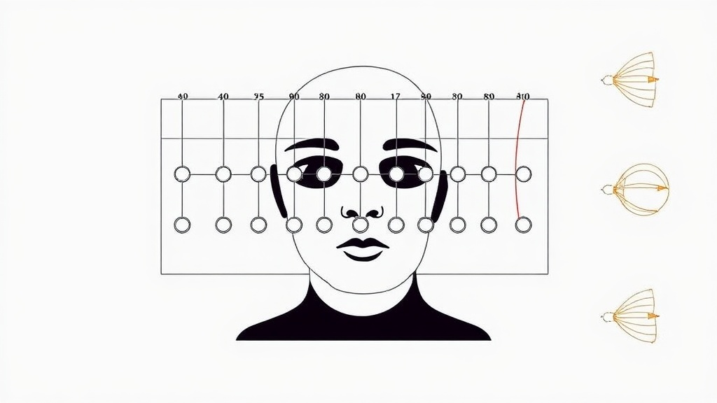 Diagram illustrating the ten adjustable sliders for avatar customization in the Face Value puzzle