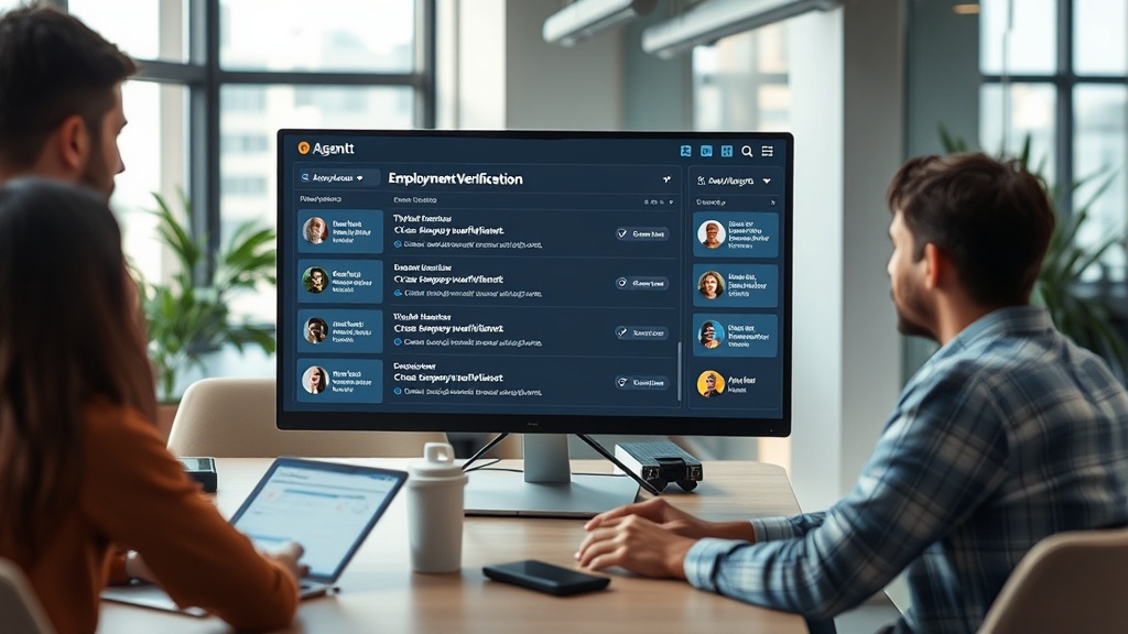 AI agent interface showing active employment verification requests across channels