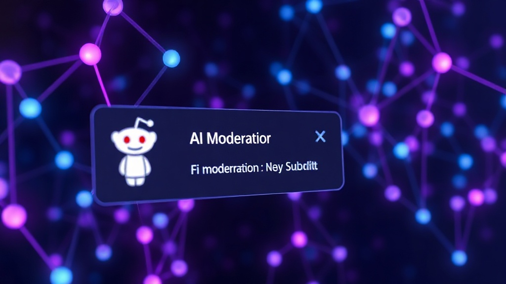 Reddit interface showing a new subreddit with AI moderation status indicator