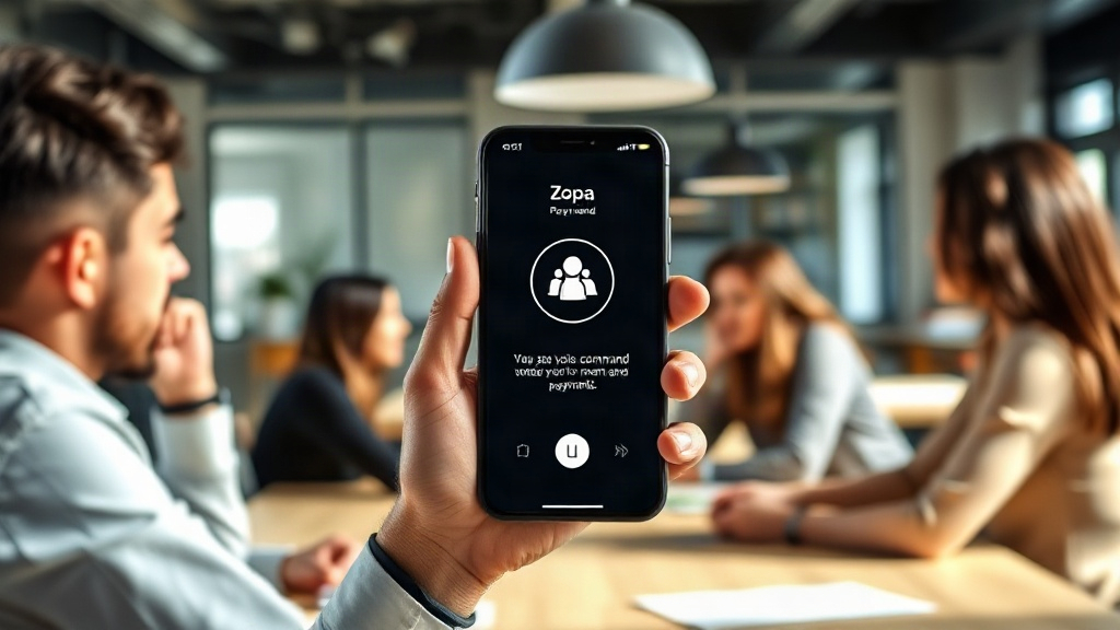Zopa mobile app interface demonstrating the AI voice command initiation for payments