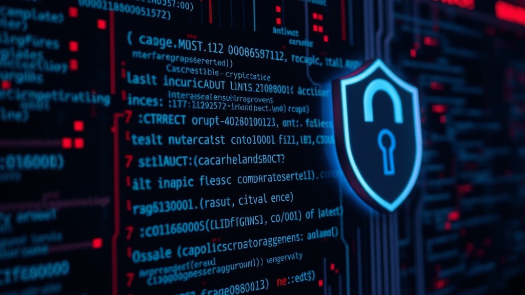 Illustration of an AI model analyzing lines of cryptographic code and identifying potential vulnerabilities