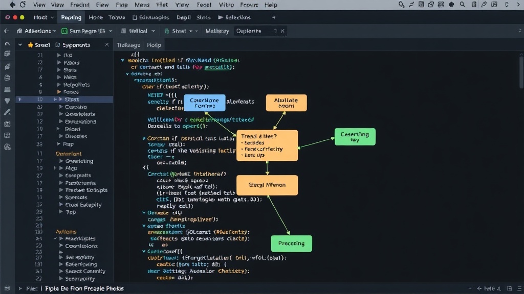 Diagram illustrating complex data dependencies in a TypeScript application