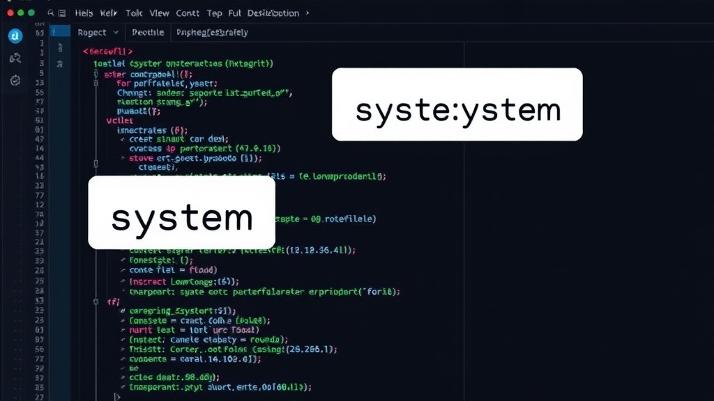 A visual metaphor of simple scripts being decorated with complex 'system' labels