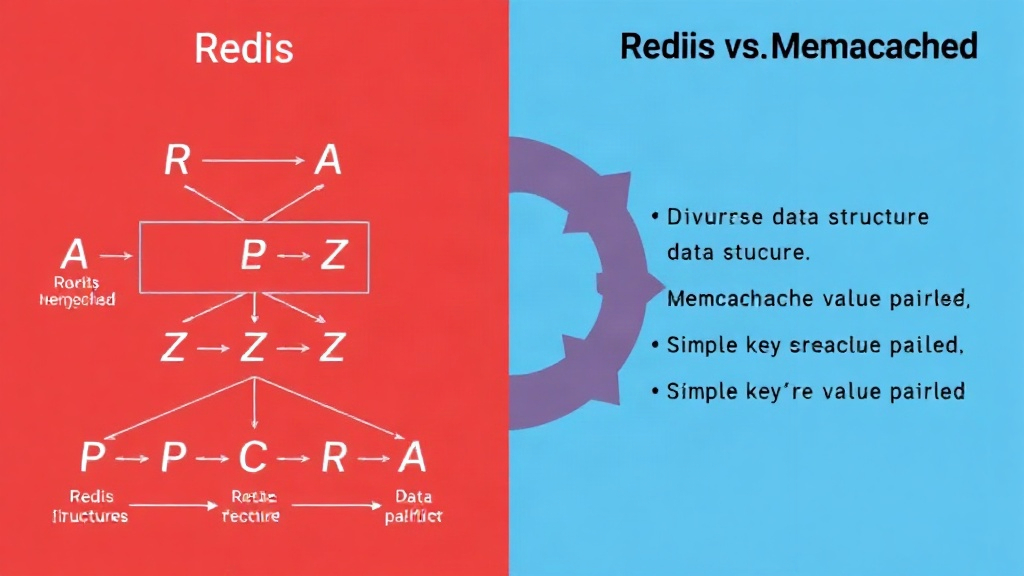 Diagram illustrating Redis's diverse data structures compared to Memcached's simple key-value pairs