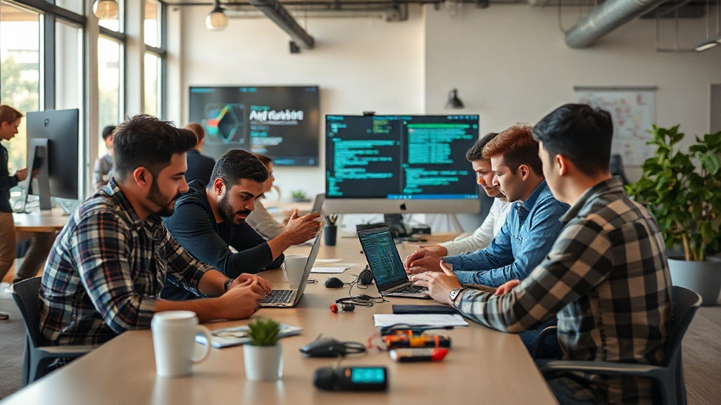 Developers collaborating on AI projects during a global hackathon event