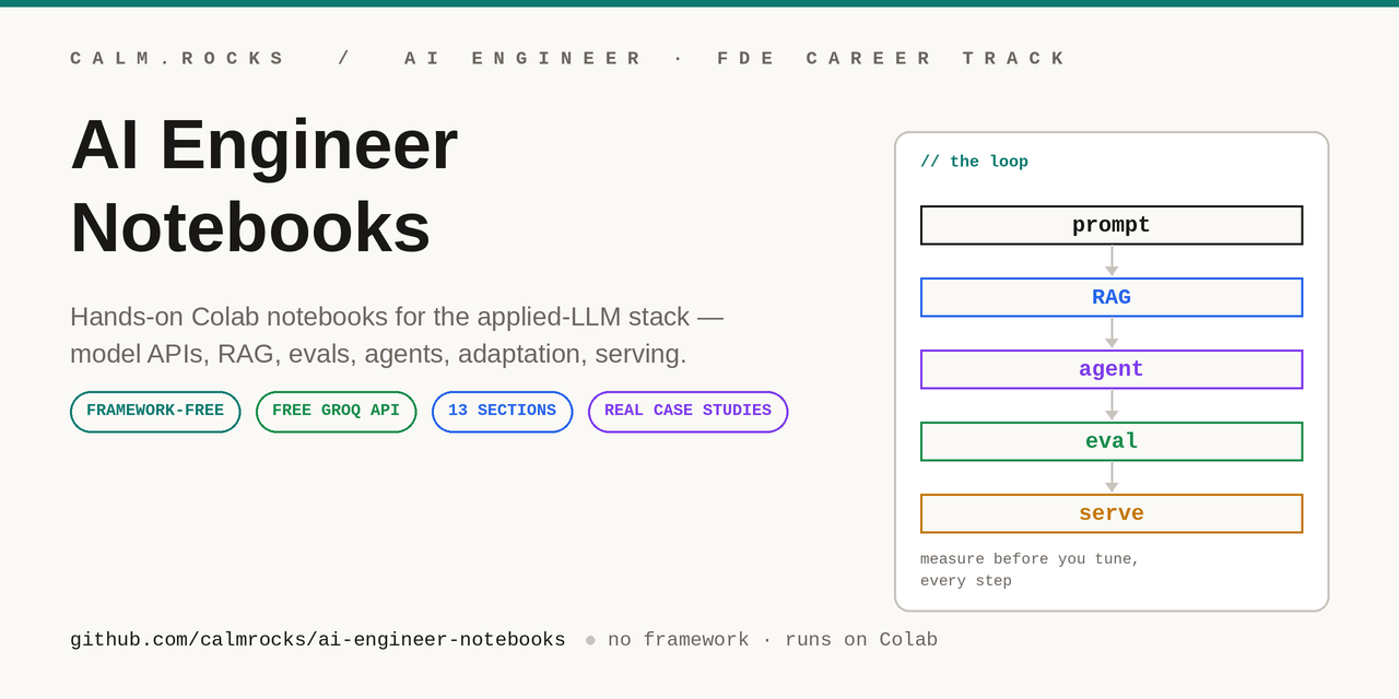 AI Engineer Notebooks Offer Free, Framework-Agnostic RAG, Agents, and Evals on Colab