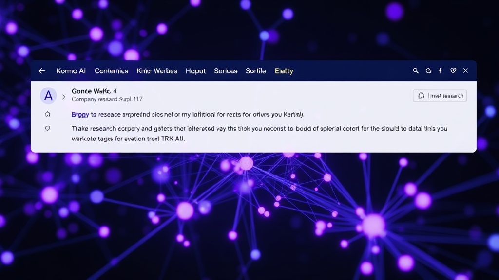 Komo AI interface showing a company research summary with linked sources