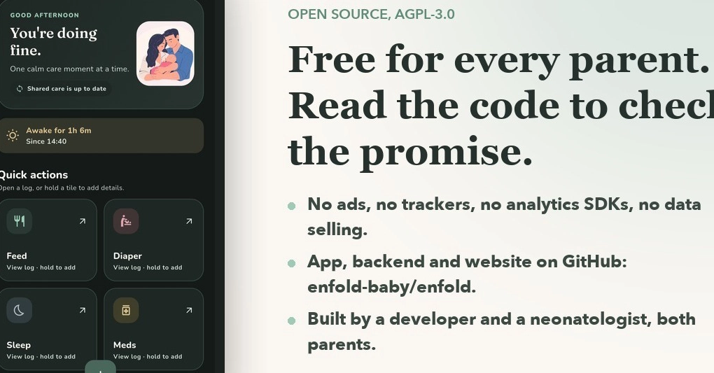 Baby Health App Enfold Open-Sourced with Privacy-Focused License