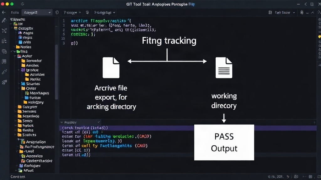 Diagram illustrating Git's file tracking and how an archive export differs from a working directory