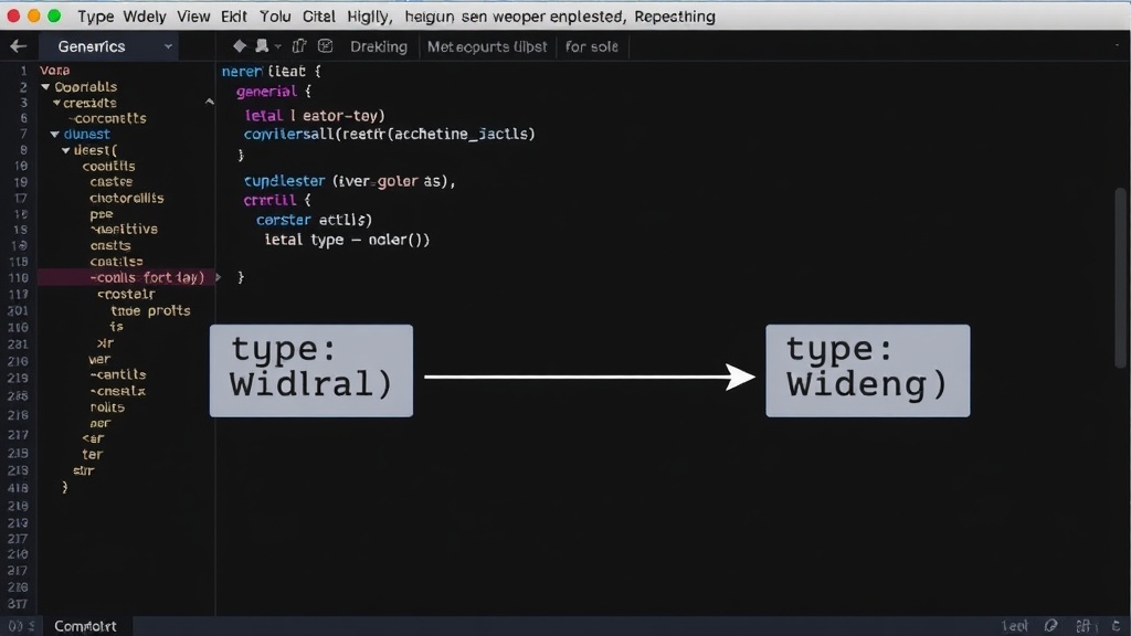 Diagram illustrating type widening from literal to general type in TypeScript generics