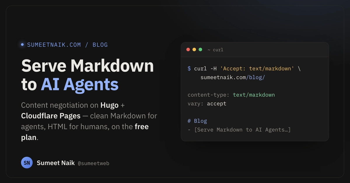 Serve Markdown to AI Agents from Hugo on Cloudflare Pages (Free Plan)