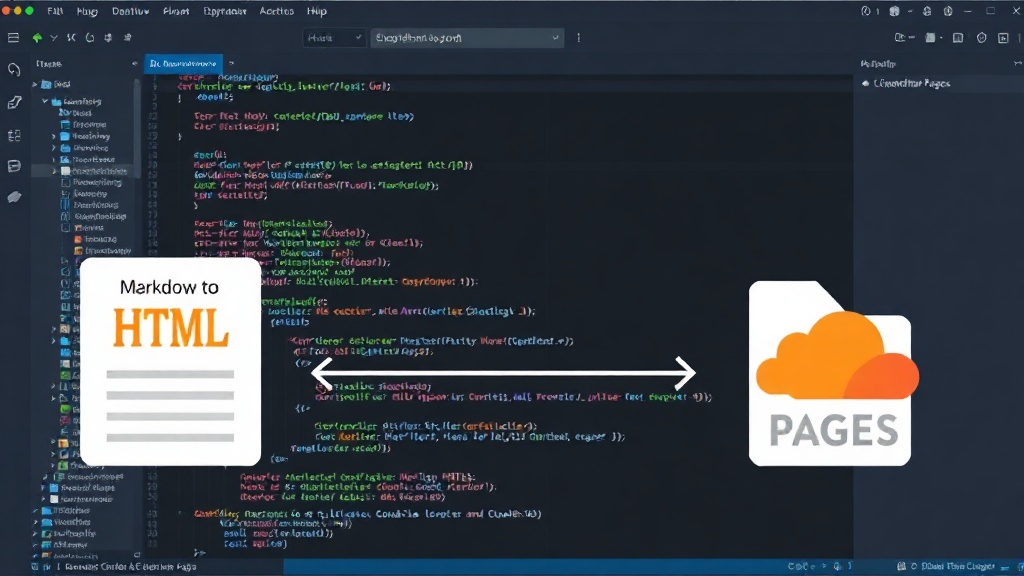 Diagram showing Hugo processing Markdown to HTML, then Cloudflare Pages serving HTML normally or via Worker to Markdown for AI agents