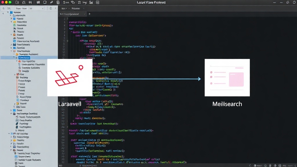 Conceptual diagram showing Larameili connecting Laravel models to Meilisearch indexes for chunked data