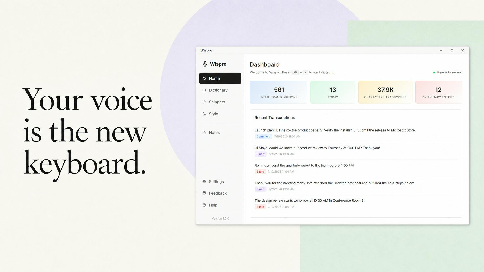 Wispro: AI-Powered Voice-to-Text for Effortless Content Creation
