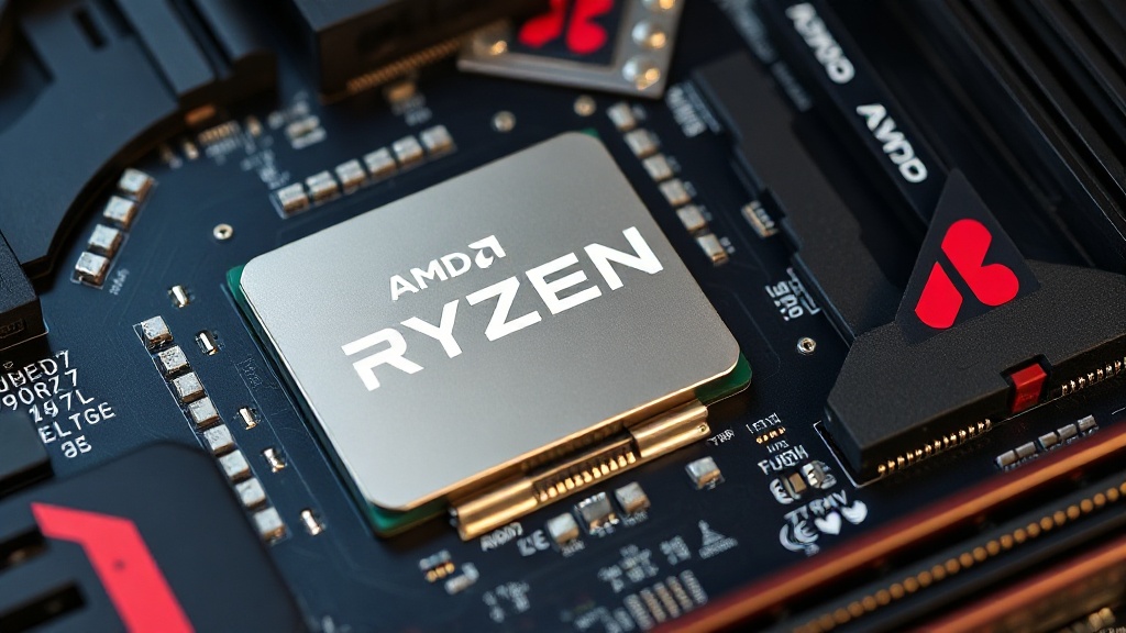 AMD Ryzen 7 9800X3D processor alongside DDR5 RAM modules and motherboard
