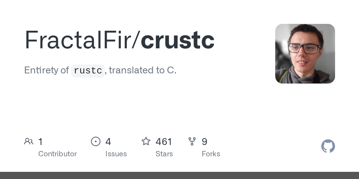 Rust Compiler `rustc` Rewritten in C as `crustc`