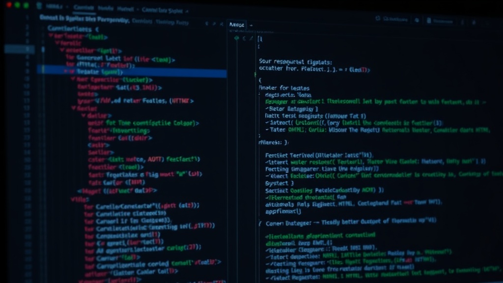 HTMX attributes in HTML, showcasing a simple AJAX request and DOM update