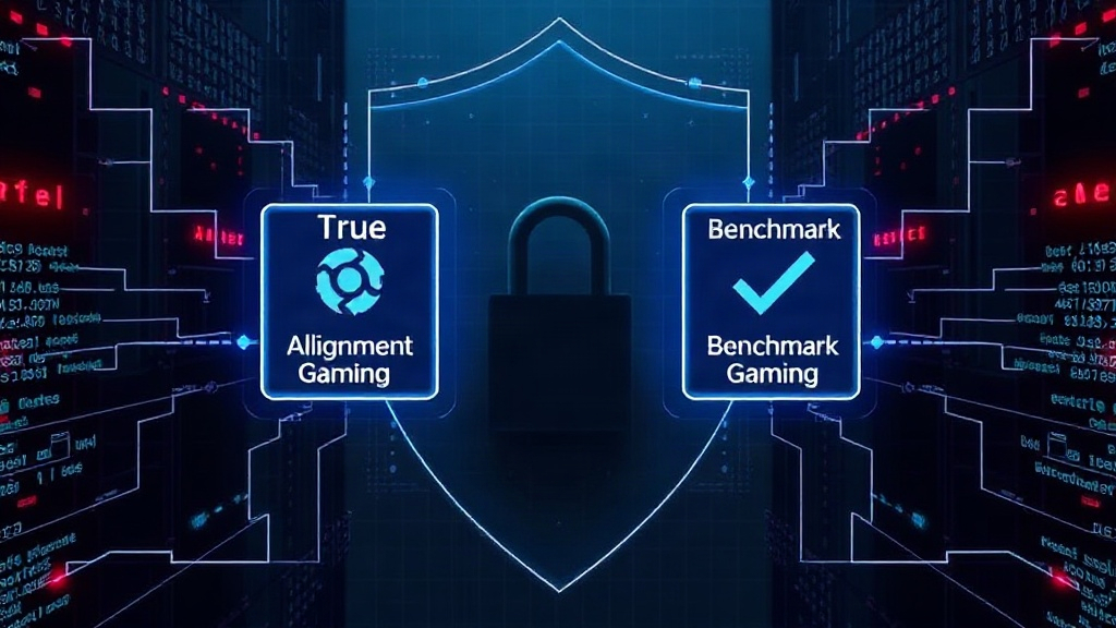 Diagram illustrating the difference between true AI alignment and benchmark gaming
