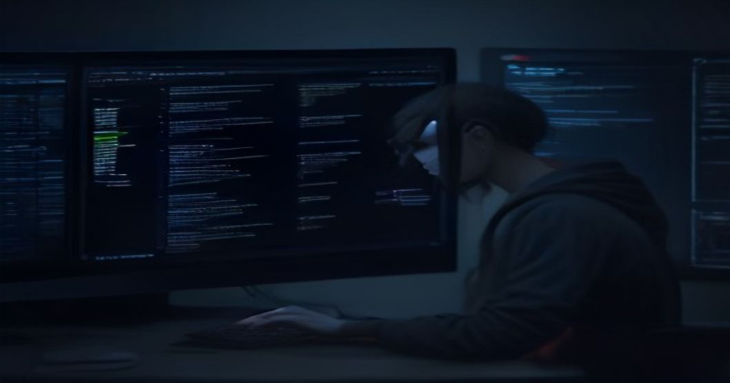 Developer examining code with numerous quality gate assertions