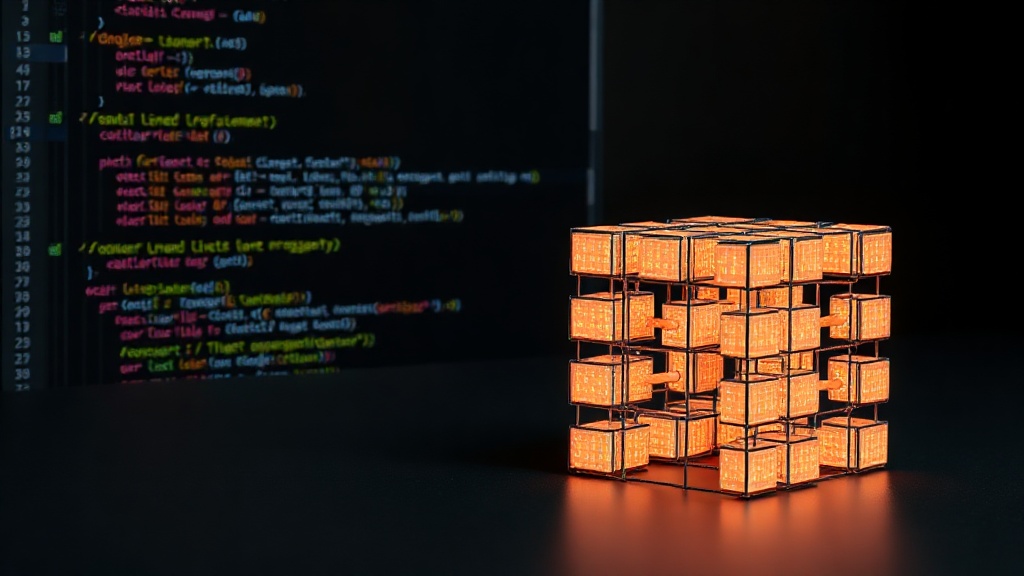 Interactive 3D visualization of a matrix transformation distorting a unit cube.