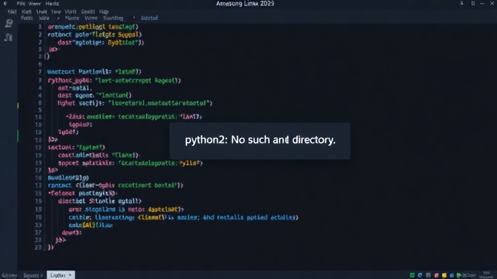 Terminal output showing the 'python2: No such file or directory' error message.