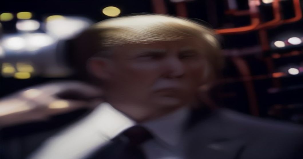 Donald Trump speaking at a rally, gesturing emphatically about economic growth