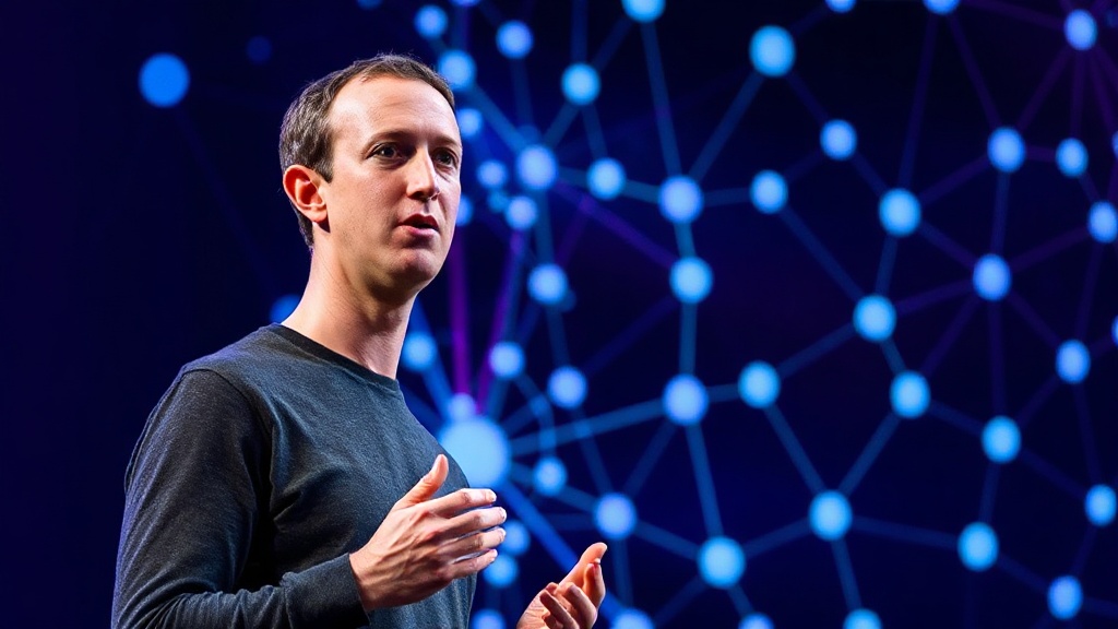 Mark Zuckerberg speaking at a Meta AI event, outlining the company's open-source strategy.