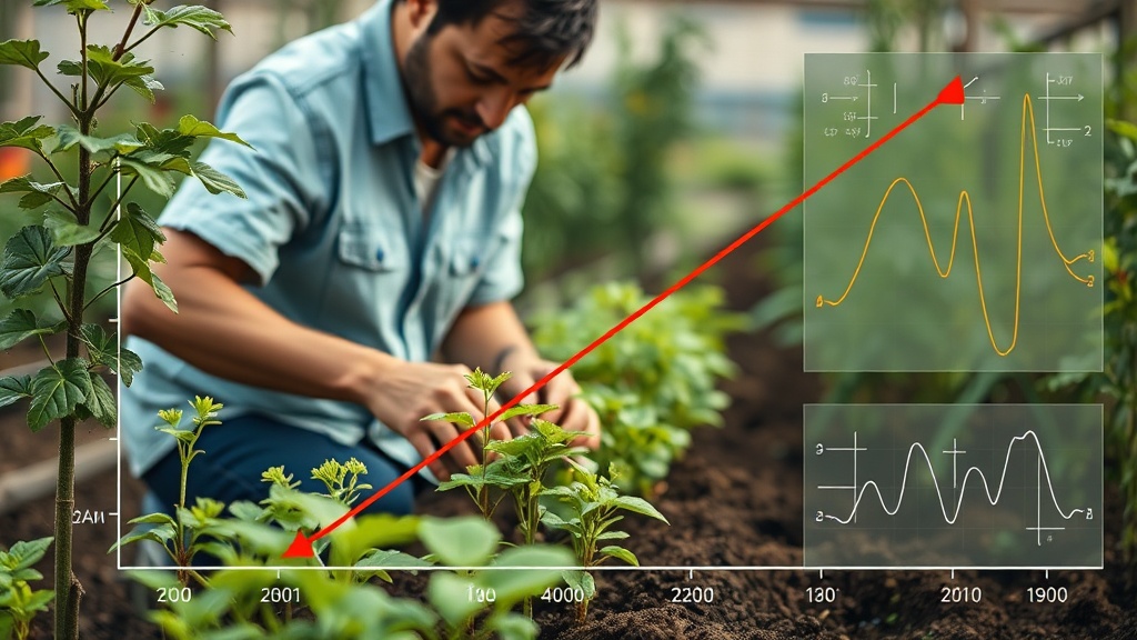 A gardener tending to plants, illustrating the fertilizer-water correlation