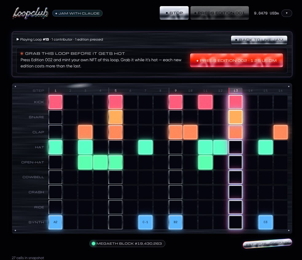 loopclub: Collaborative Drum Machine for Jamming with Strangers