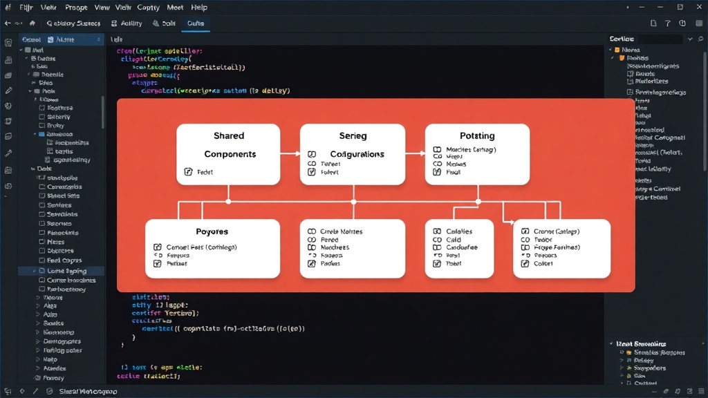 Monorepo structure showing shared components and app-specific configurations.
