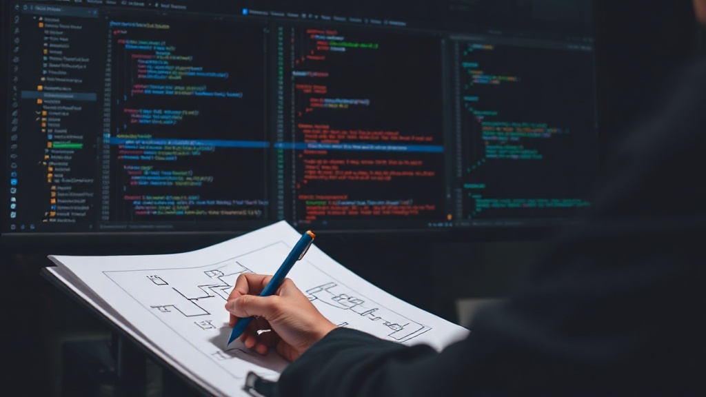 Frontend developer sketching user flow diagrams before coding