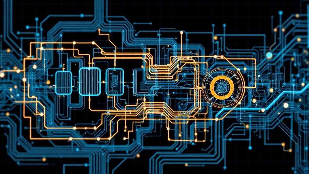 A complex, interconnected digital twin model of a semiconductor fabrication process flow