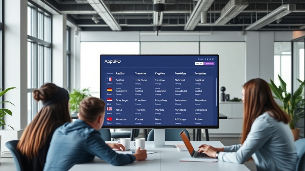 AppUFO dashboard displaying translation progress for multiple languages