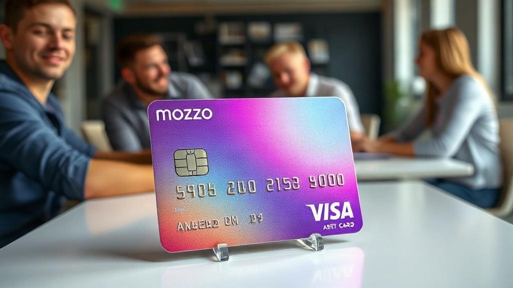 Close-up of the iridescent metal Monzo Aura credit card with subtle branding