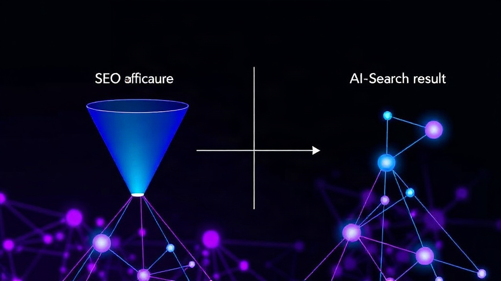 Diagram illustrating the traditional SEO traffic funnel versus the new AI-synthesized search result flow