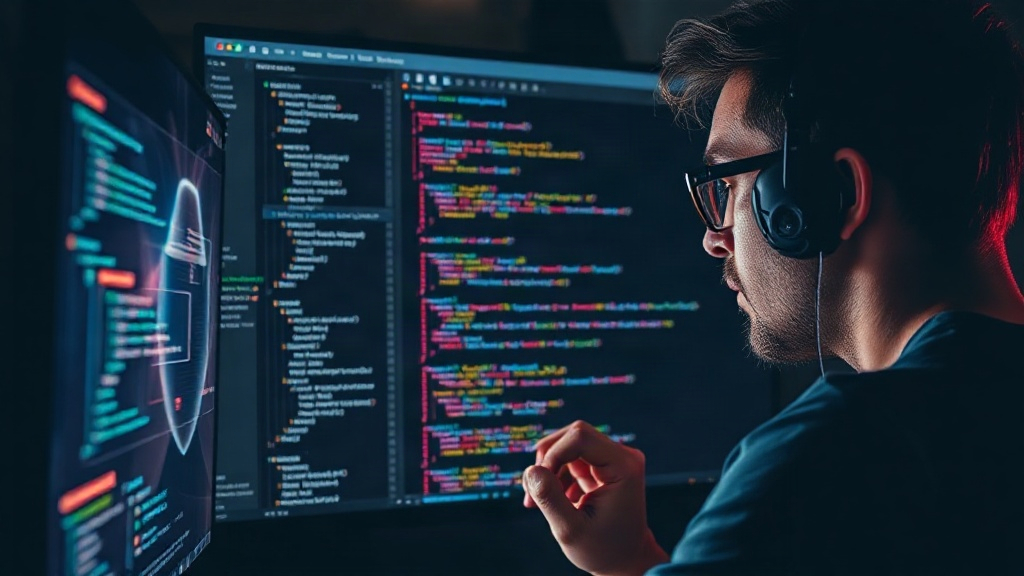Developer examining a complex JavaScript code structure in an IDE