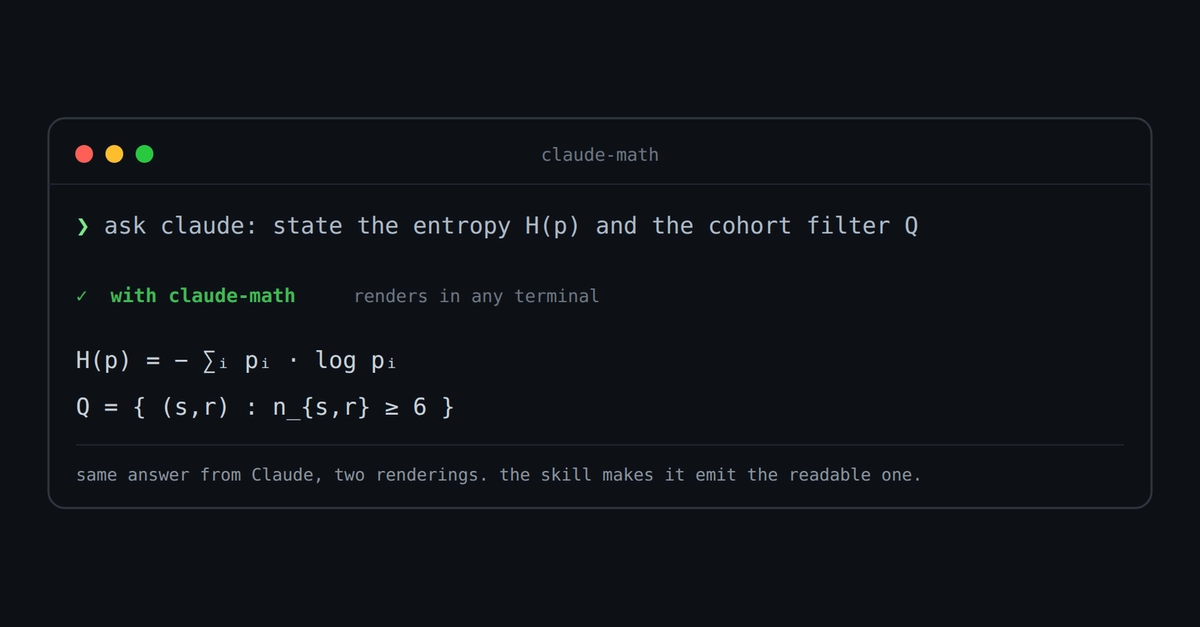 Terminal LaTeX rendering fixed with 10-second Unicode conversion