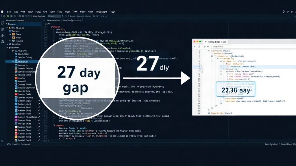Diagram illustrating the 27-day gap between public code commit and stable release