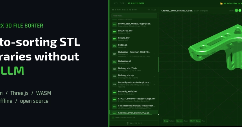 3D Printing File Sorter Ditches LLMs for Local JavaScript