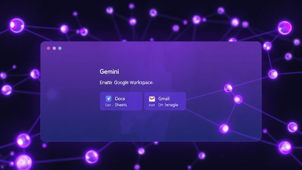 Gemini interface showing enabled Google Workspace extensions for Docs, Sheets, and Gmail