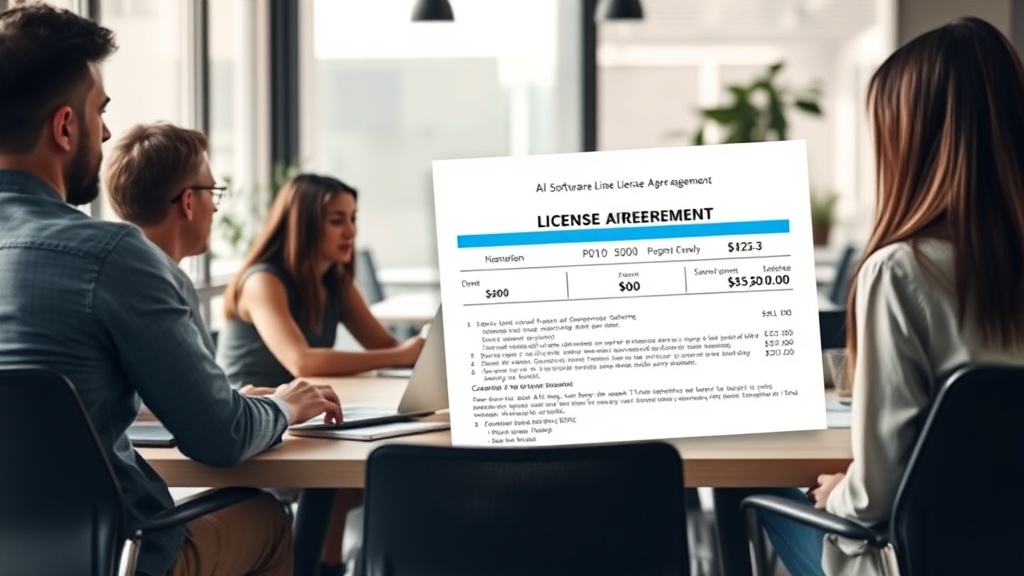 Illustration of a software license agreement with a focus on inflated per-seat costs