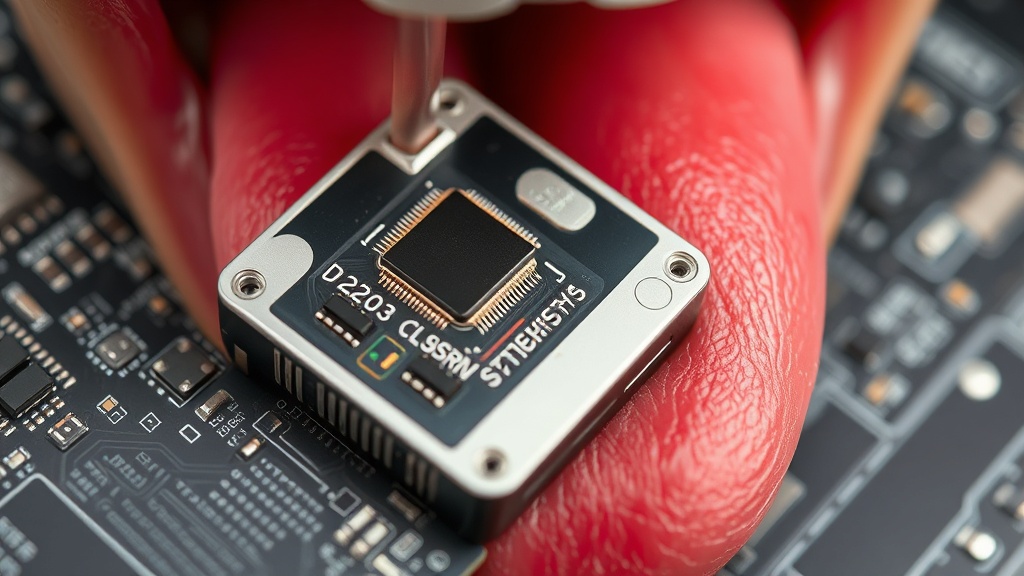 MouthPad device shown resting on a tongue, illustrating its internal structure and sensor placement.