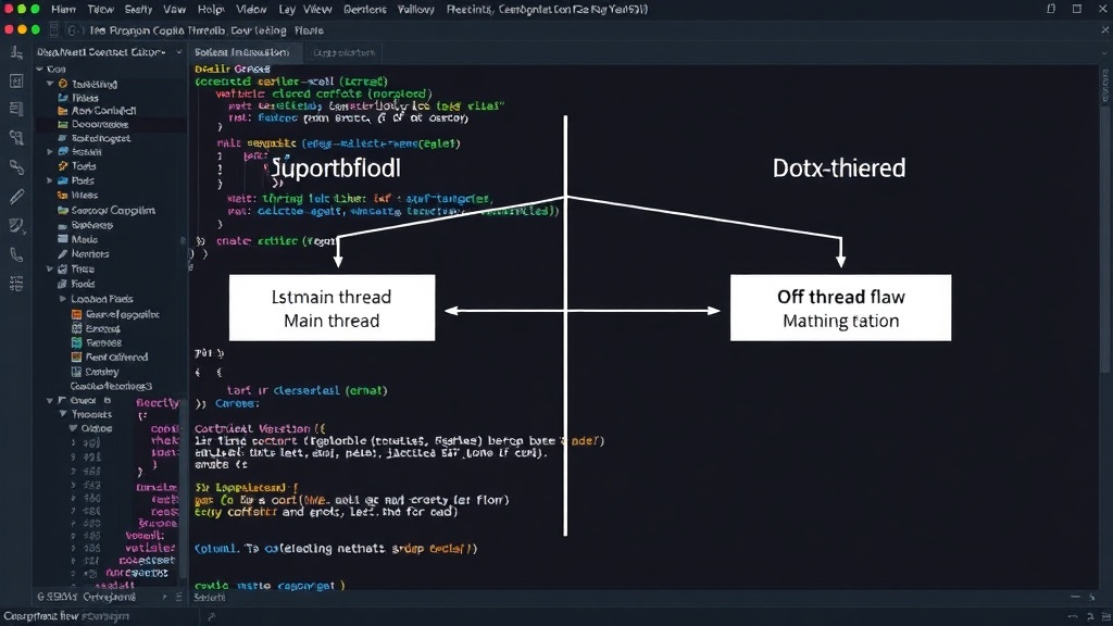 Diagram illustrating the difference between main thread and off-thread execution flows in an AI agent.
