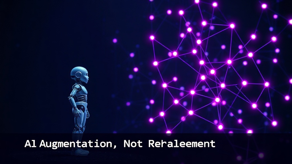 A visual metaphor contrasting a lone AI bot with a human-AI team