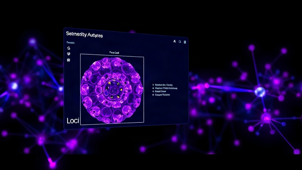Loci interface showing a segmented cell image with extracted feature data