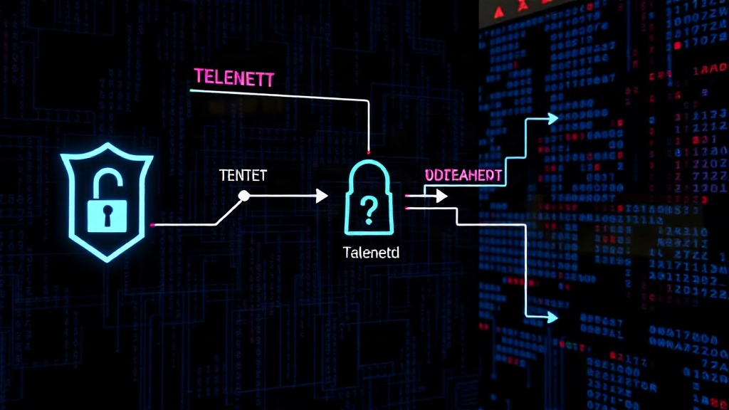 Diagram illustrating the flow of a Telnet connection and the point of vulnerability