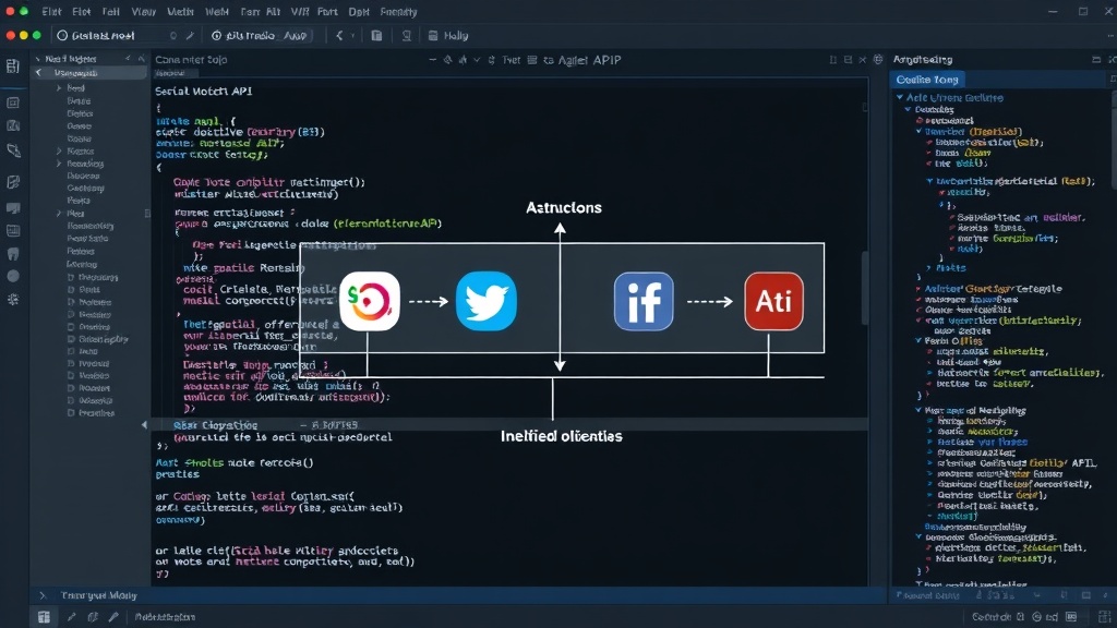 Diagram illustrating a unified API layer abstracting multiple social media platform SDKs