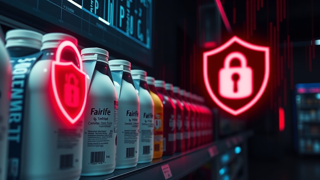 Fairlife milk products displayed on a retail shelf.