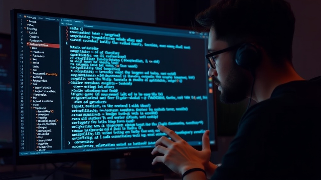 Developer contemplating lines of AI-generated code on a screen